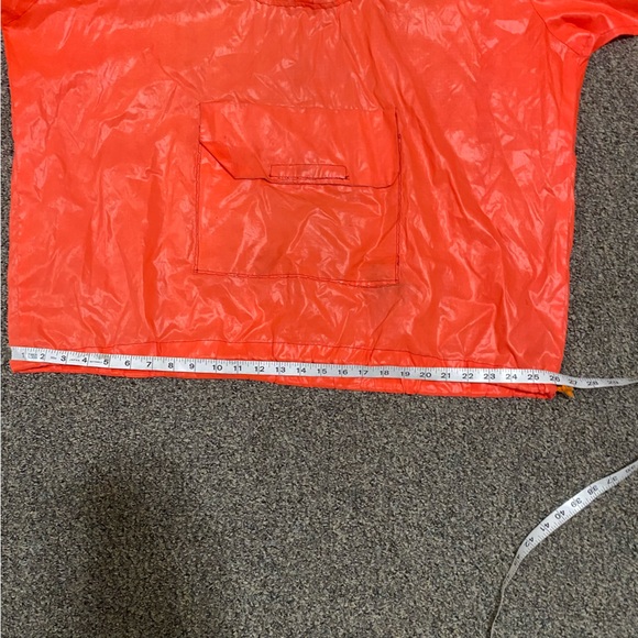 Handmade Windbreaker Jacket with Patches Neon Orange Pullover Pocket Hoodie - Picture 7 of 16